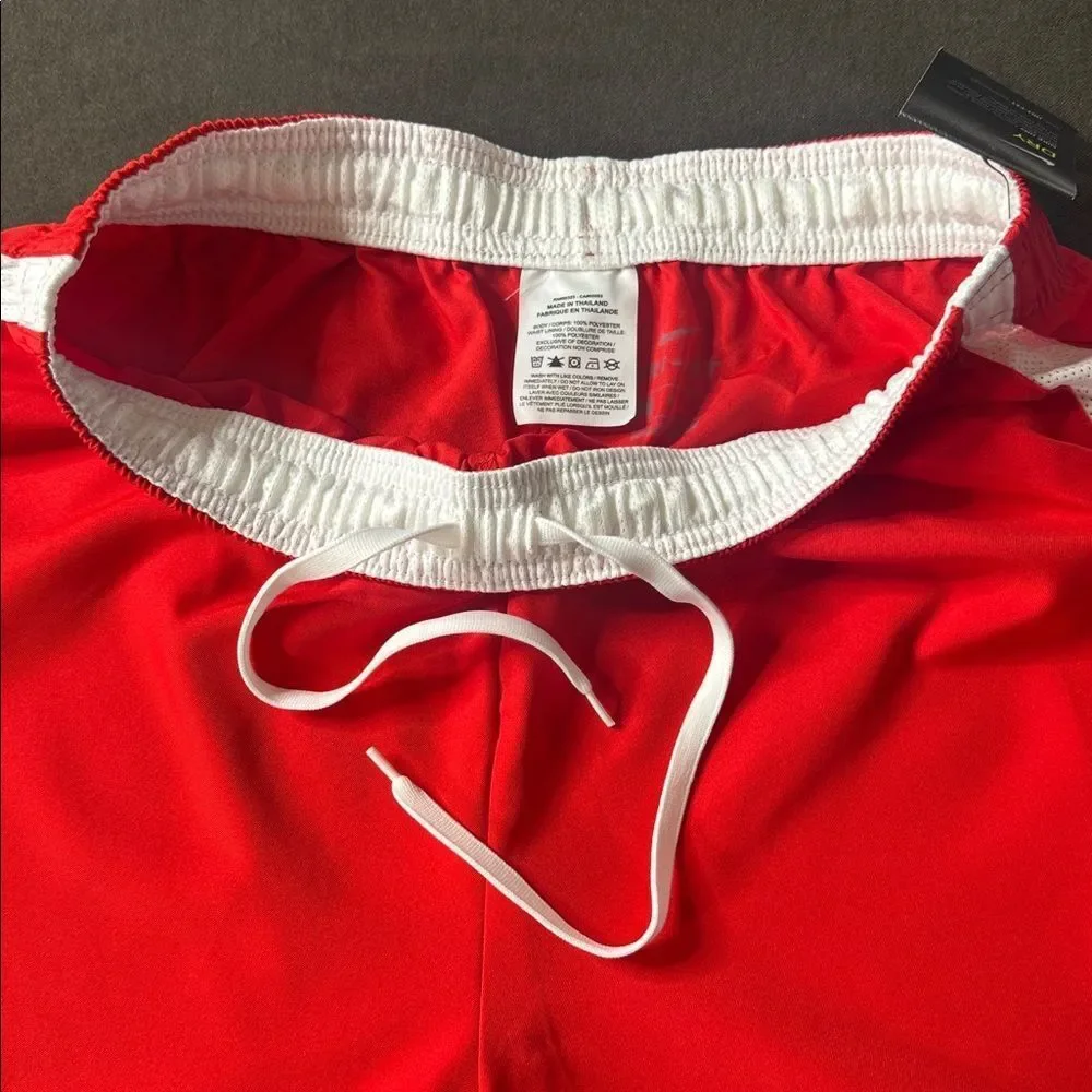 Mens Nike Dri-Fit Woven Venom Soccer Sport Shorts Red Drawstring Waist LARGE NWT